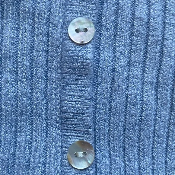 Debut Blue Ribbed Button Front Sweater Size Small/Medium - Picture 5 of 8